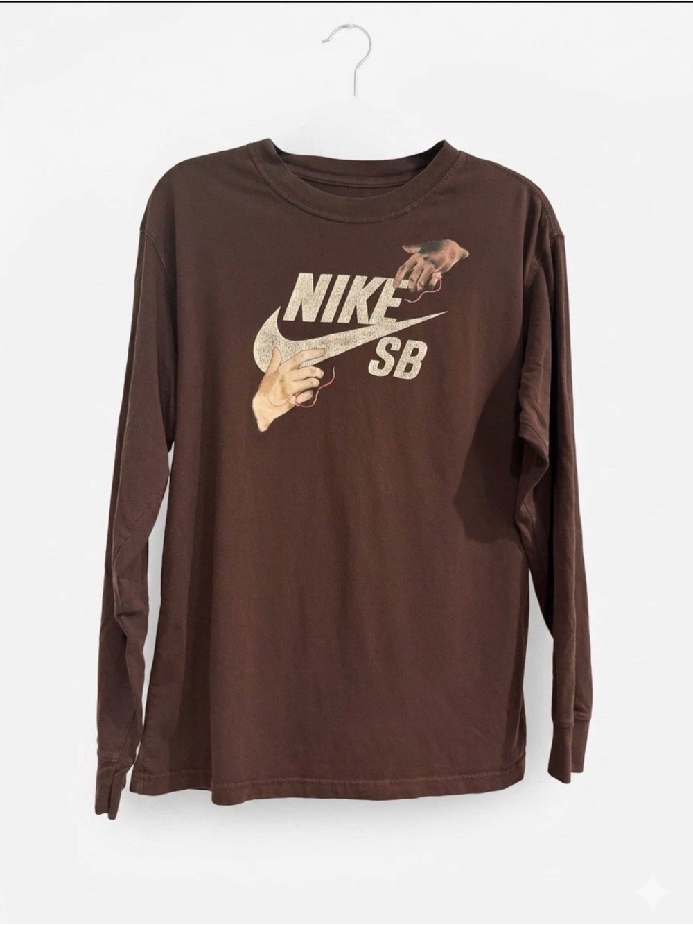 Nike SB Red String of Fate Long Sleeve Shirt Brown Men's Small S Loose Fit Tee